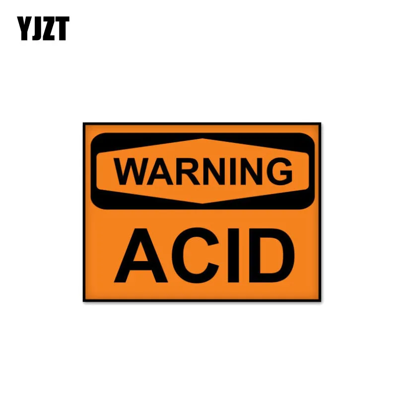 

YJZT 12CM*8.9CM ACID Warning Car Sticker Funny PVC Danger Decal 12-1061