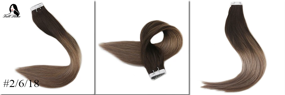Full Shine Tape in Hair Extensions 50 Gram Glue On Hair Balayage Color Machine Remy Human Hair Extensions Invisible Hair Tapes