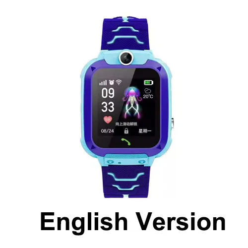 English Version Blue S12 Смарт-часы Детские IP67 водонепроницаемые спортивные умные часы Android Дети SOS Вызов Smartwatch с камерой sim-карты HD сенсорный экран - Цвет: English Version Blue