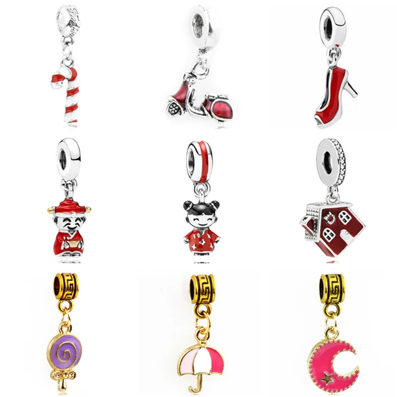 Хит длинный массивный высокий каблук луна зонтик леденец Лаки кукла эмаль кулон