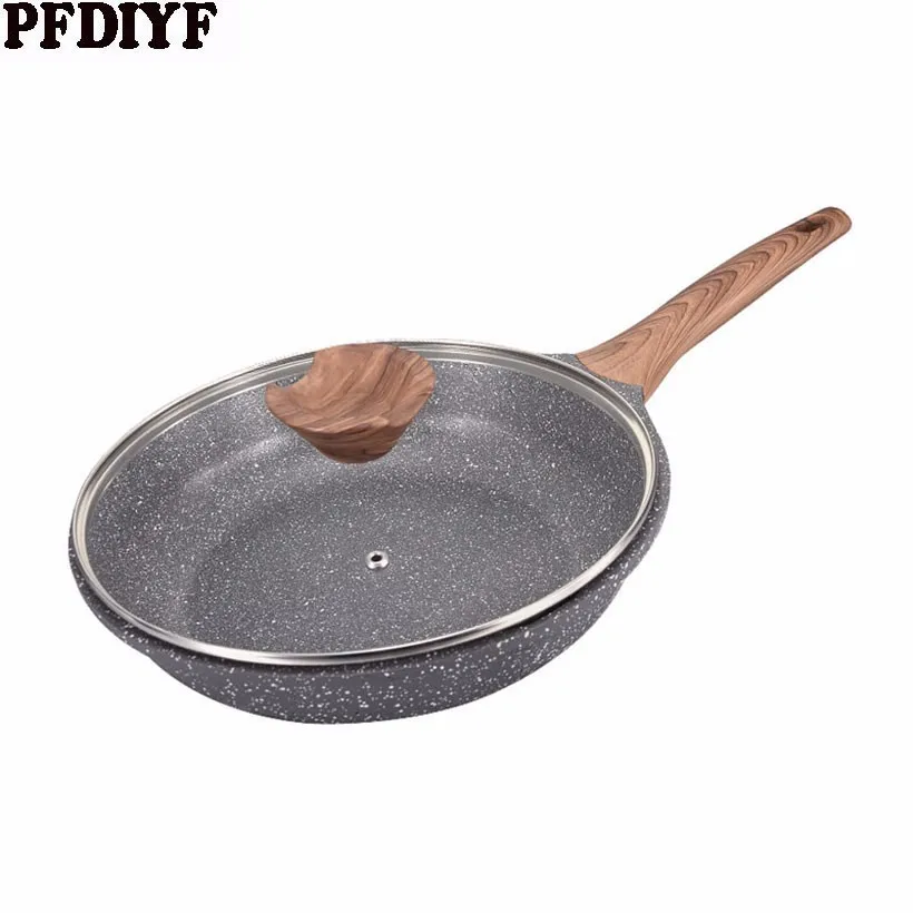 28 см медицинский камень вок антипригарная сковорода с деревянной ручкой