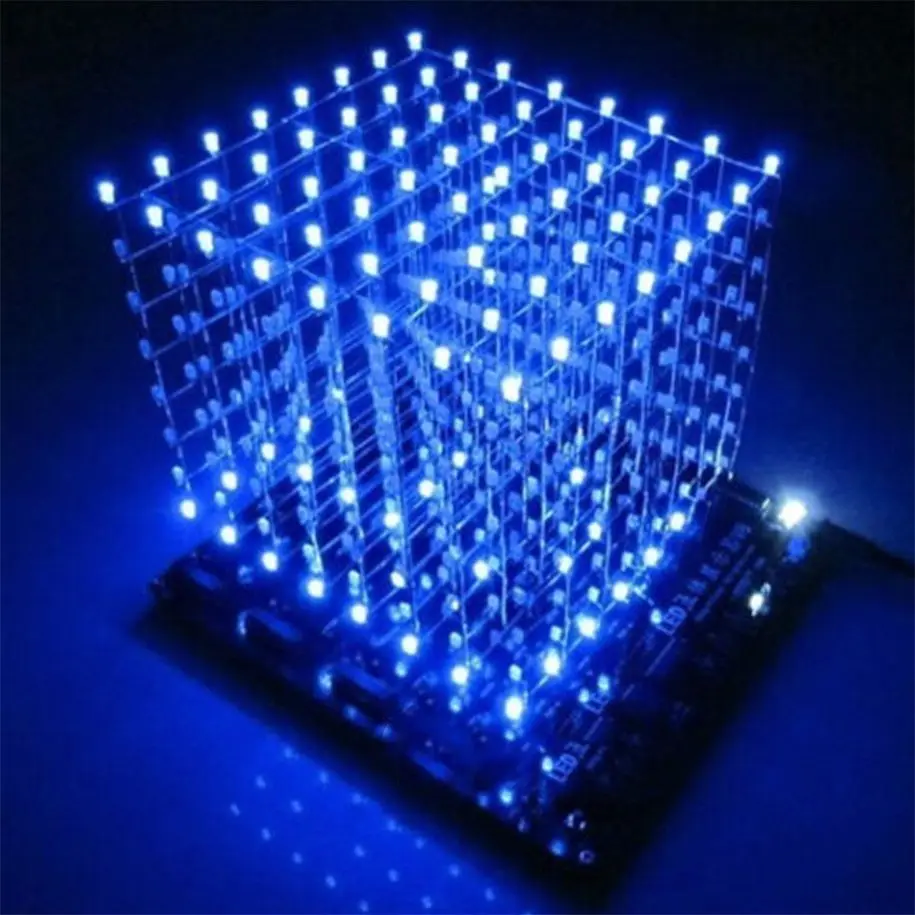 Набор для самостоятельной сборки 3D Light 8x8x8 3 мм светодиодный кубик синего света