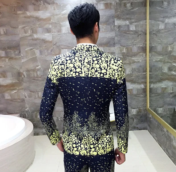 Новые мужские Потрясающие Звезды Цветочные Деревья Жаккардовые Slim Fit Мода