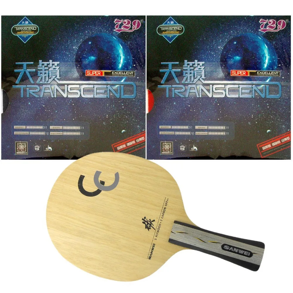 Pro Настольный теннис (пинг понг) Combo ракетки: Sawei CC с 2x RITC 729 Дружба TRANSCEND КРЕМ