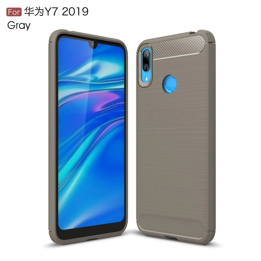 10pcs/lot Carbon Fiber Silicone TPU Back Case for Huawei Honor 10 lite P smart 2019 Y9 Enjoy 9 Plus Y6 Y7 NOVA 4E | Мобильные