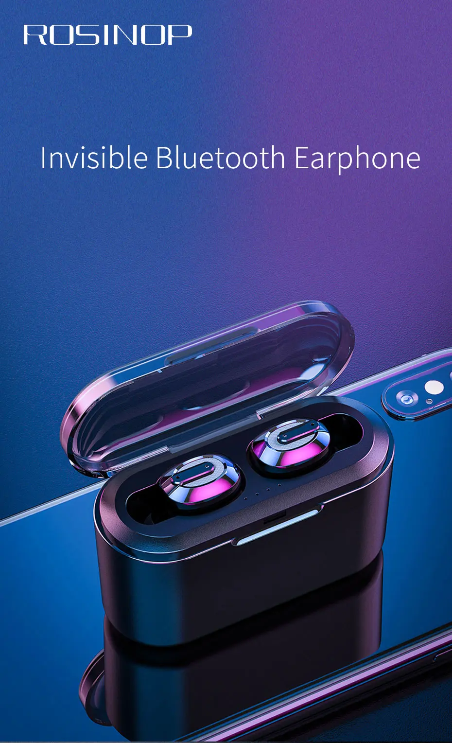 Rosinop невидимые Bluetooth наушники TWS мини беспроводные наушники спортивные наушники гарнитура ecouteur sans fil bluetooth