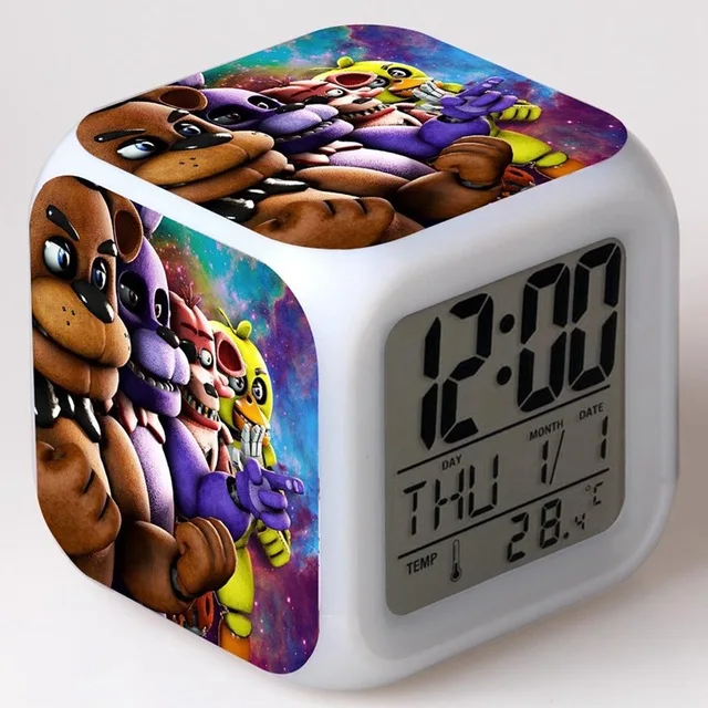 FNAF мир цифровой будильник Ночной светильник светодиодный 7 цветов Изменение reloj despertador de cabeceira пять ночей у Фредди детские часы - Цвет: Фиолетовый