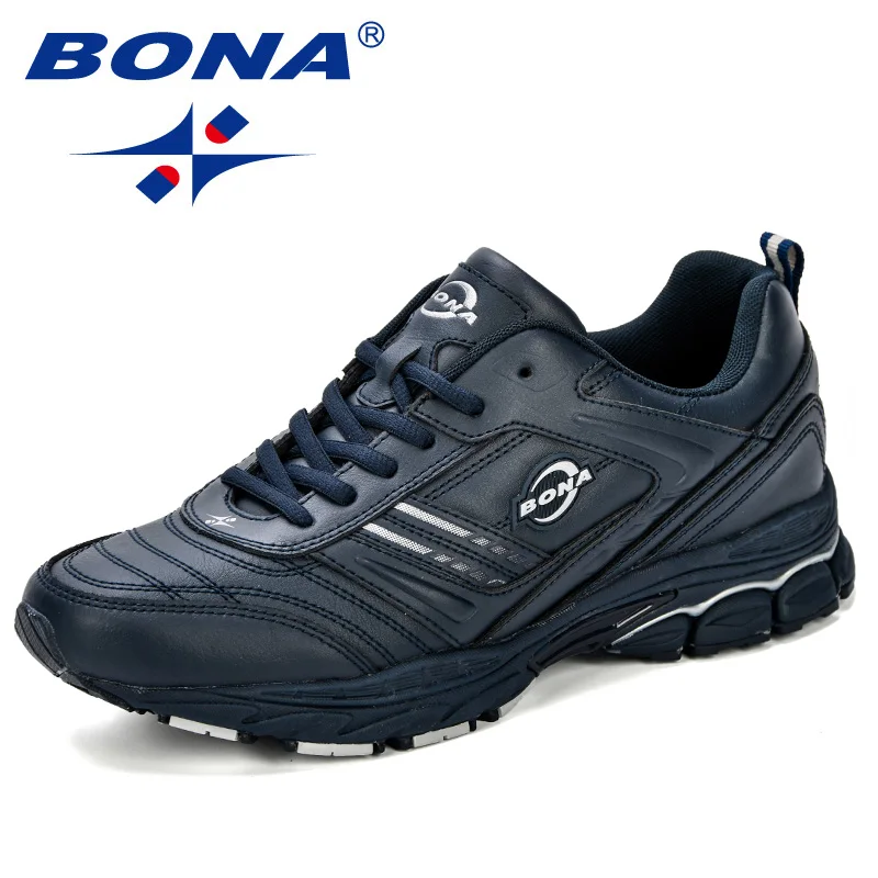 Deep blue silvergray BONA/Новые Дизайнерские кроссовки; мужская повседневная обувь; Мужская обувь из спилка; Zapatillas; модная обувь; chaussure homme; удобная обувь размера плюс - Цвет: Deep blue silvergray