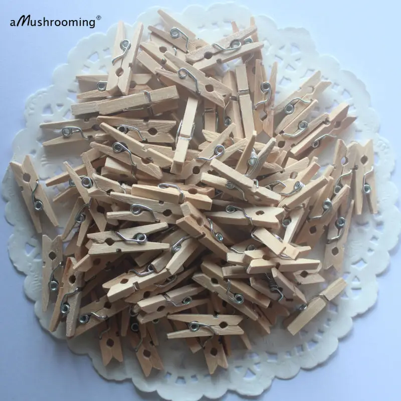 50 Мини Деревянные Пружинные прищепки клипсы украшение миниатюрное Ремесло Зажим