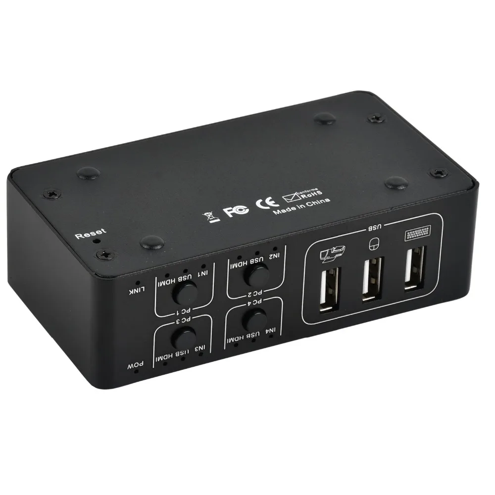 4 порта 4 K HDMI KVM переключатель разветвитель коробка USB HDMI 1,4 KVM коммутатор Селекторное управление до 4 мониторов для mac os. Windows 10
