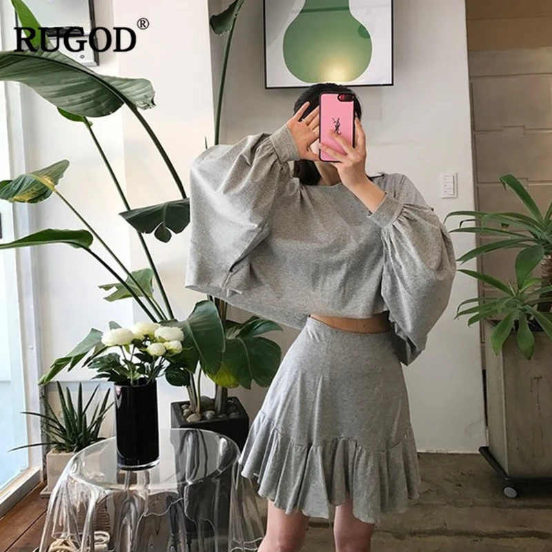RUGOD 2018 Новые Осенние футболки с длинными рукавами и короткое платье свободные