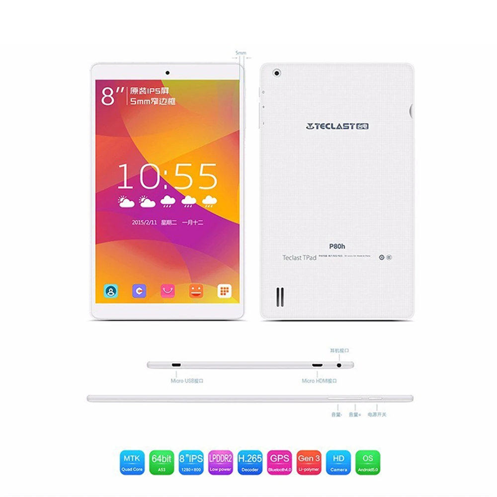 Новейший четырехъядерный процессор Teclast P80H Планшеты 8 дюймов ОЗУ 1 Гб ПЗУ ГБ Android 5