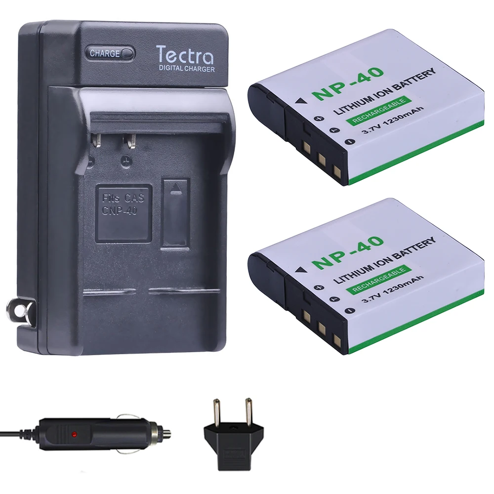

Tectra 2Pcs NP-40 NP40 NP 40 Battery+ Digital Charger for Casio EX-FC100 FC150 FC160S Z400 PRO P505 P600 P700 ZOOM Z100 Z1000