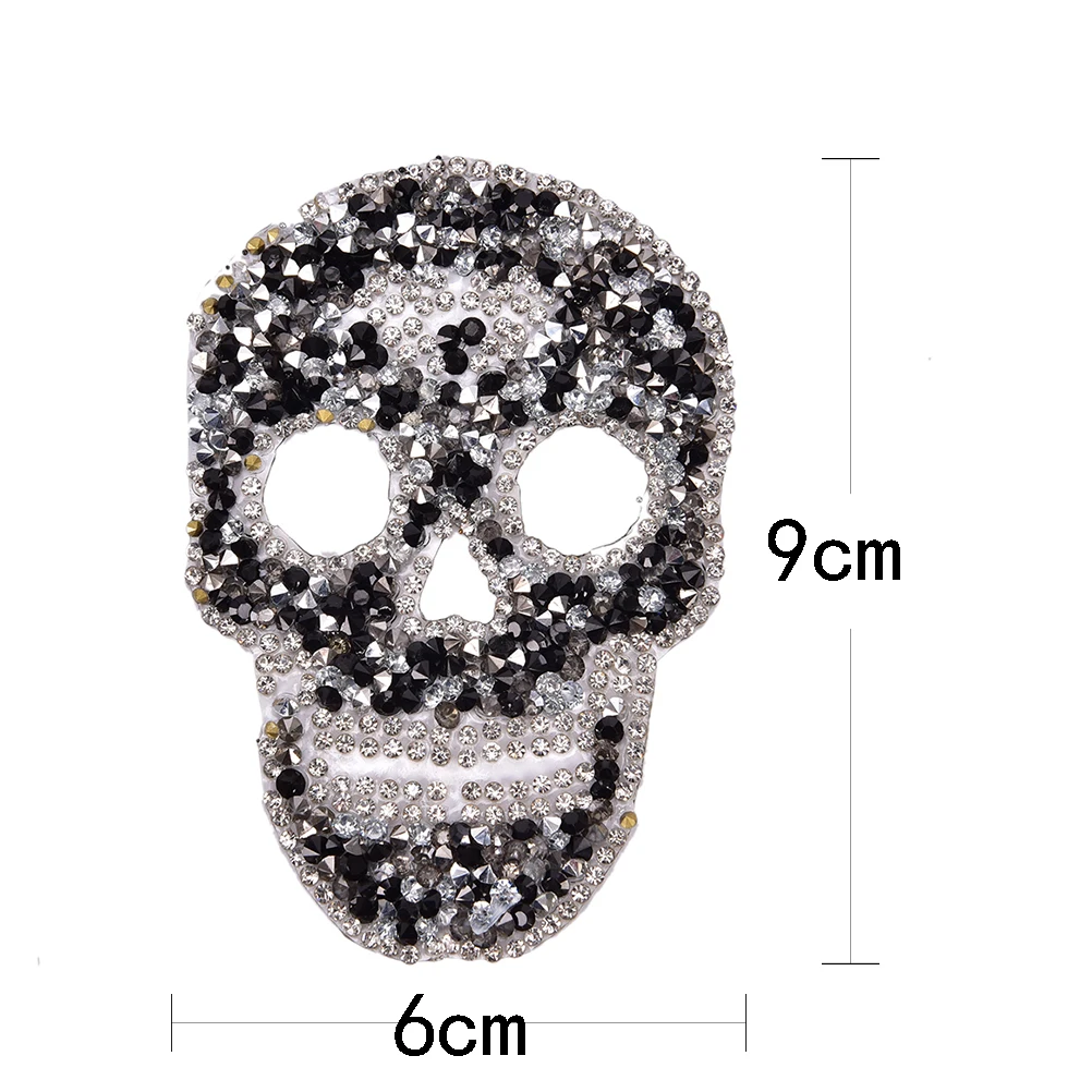 Новинка 1 шт. забавная вышитая череп стразы утюжок на хрустальной аппликации для