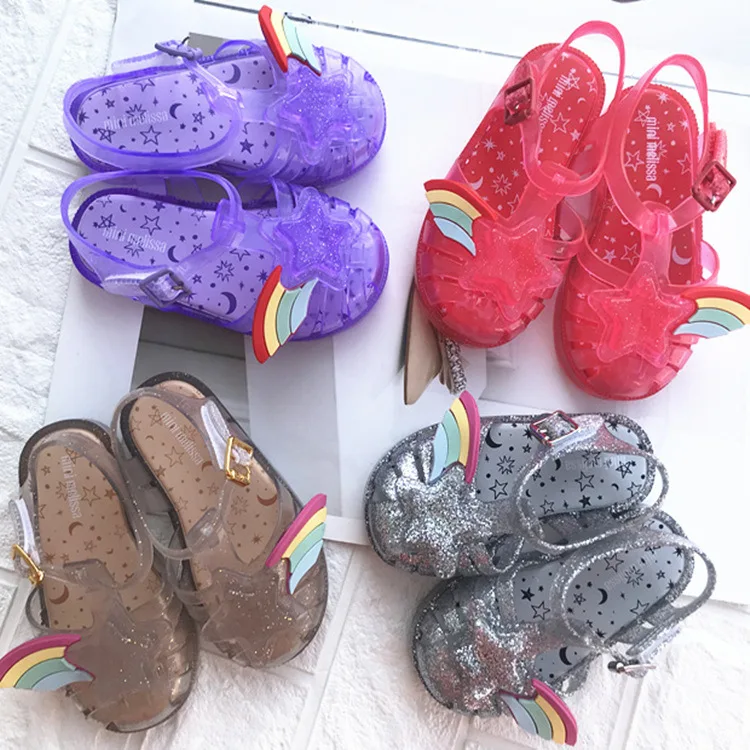 Прозрачные сандалии для девочек Детская пляжная обувь принцессы Непромокаемые