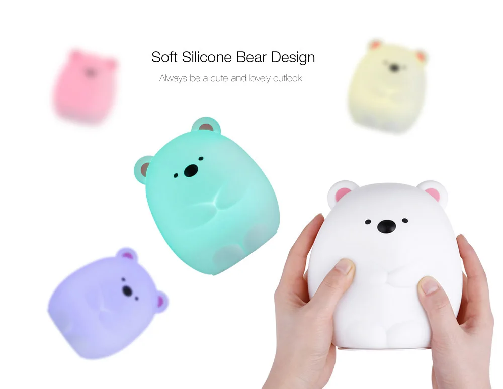 Novedades светодиодный USB Перезаряжаемый силиконовый медведь, новинка, Ночной светильник с управлением для спальни, гостиной, детских игрушек, лампа