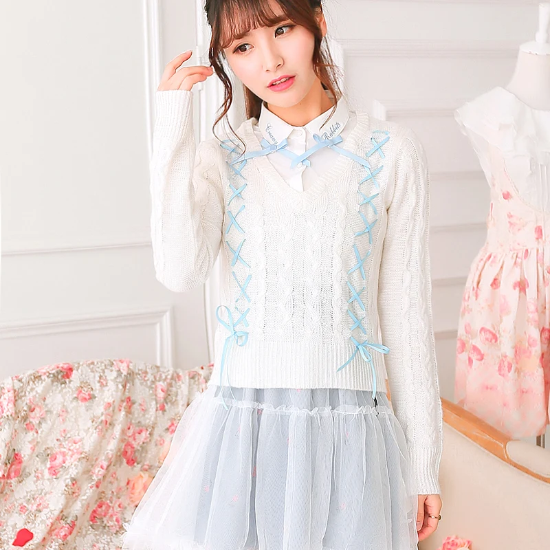 

Принцесса Сладкая Лолита пальто дядя Цветок Милая ложная твист два коротких абзаказа вязаная вышивка рубашка с надписью свитер UF93