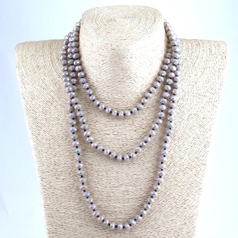 Модные богемные Этнические украшения длинные стеклянные ожерелья с узлом и