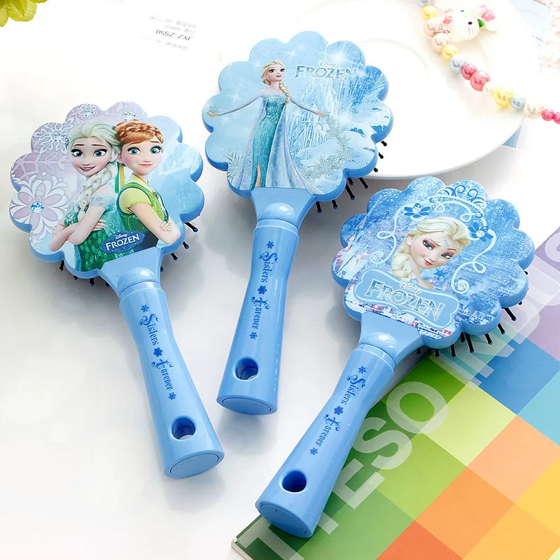Disney мультфильм замороженная детская расческа Кукла Эльза аксессуары Массажная щетка с подушечкой, наполненной воздухом девочка подарок на день рождения воздушная Массажная Расческа детская расческа для волос