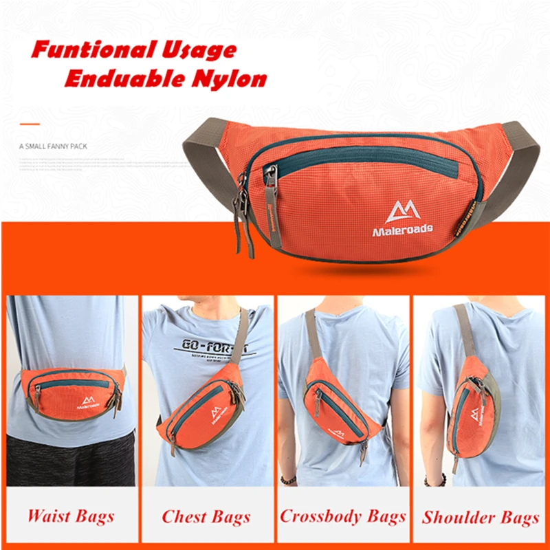 Maleroads Waterproof Running Waist Bags Utility Fanny Pack Ultralight Sport Cycling Belt Money Cell Phone Pocket For Men Women