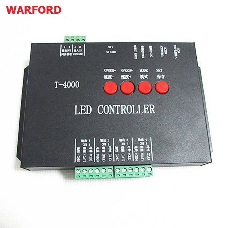 T4000 AC RGB SD светодиодный контроллер для APA106 WS2801 LPD8806 WS2812B WS2811 полосы DMX512