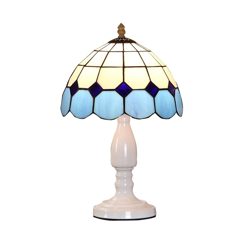 Светодиодная лампа Tiffanylamp синяя стеклянная ручной работы настольная свадебное