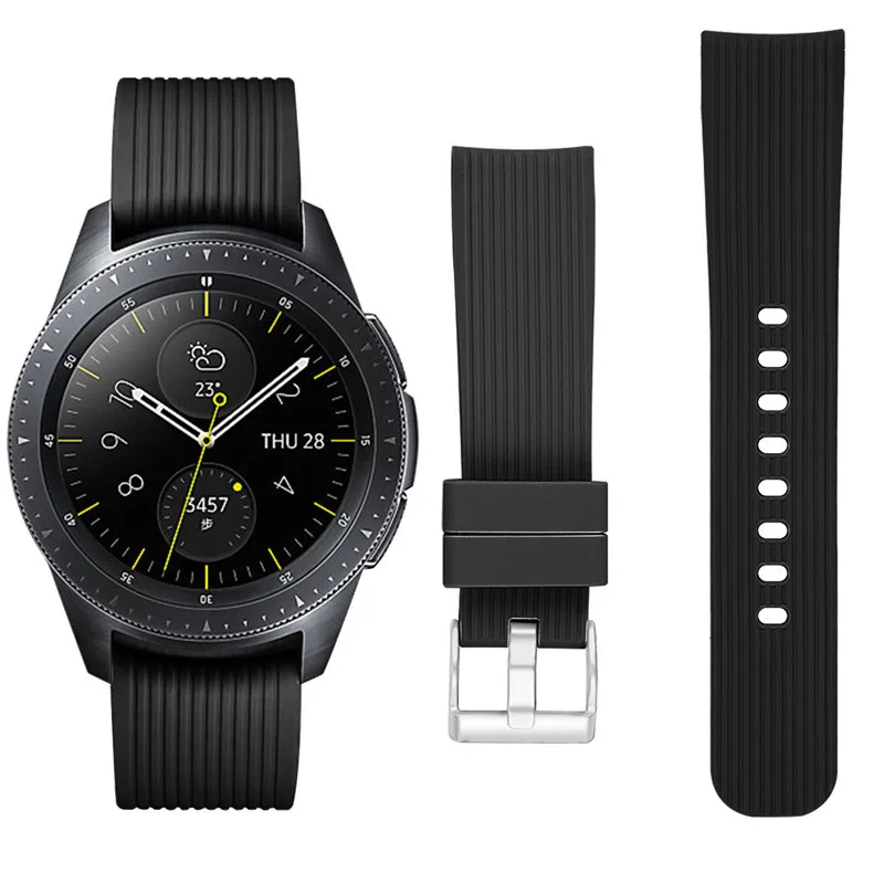Black 22 мм силиконовый ремешок для samsung Galaxy Watch 46 мм оригинальные силиконовые полосы замена спортивный браслет ремешок Oct30 - Цвет: Black