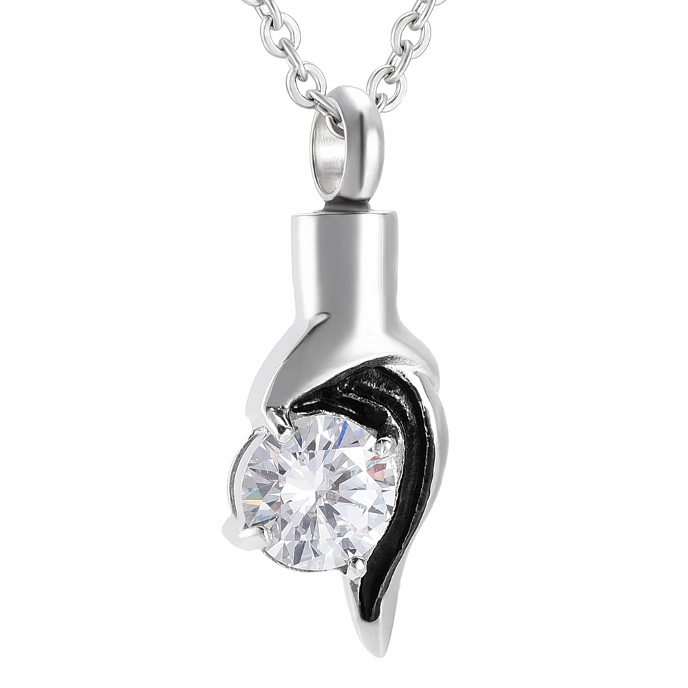 

IJD7156 Hold Round Shape Clear Crystal Cremation Pendant Necklace Stainless Steel Memorial Urn Jewelry Keepsake For Ashes