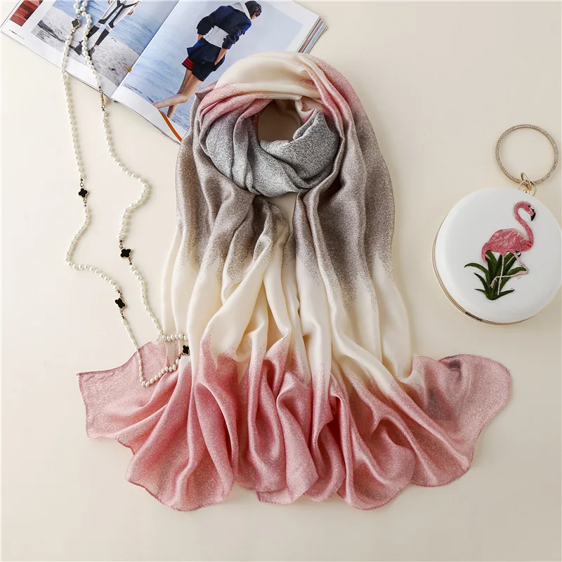 2018 Новая Мода Романтический Звездное чистый Шелковый шарф Для женщин большой