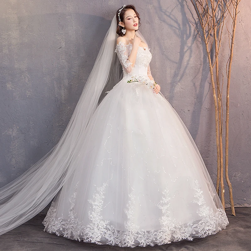 VLNUO NISA Simple White Lace Wedding Dress Elegant Boat Neck Backless Half Sleeve Custom Made Bridal Gown Vestido De Noiva 30 | Свадьбы и