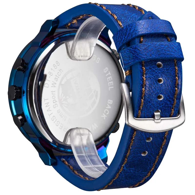 

Digital LED Sport Wrist Watch Dual Movt Men's Leather Quarz Analog Clock Male Quartz Watch Masculino new