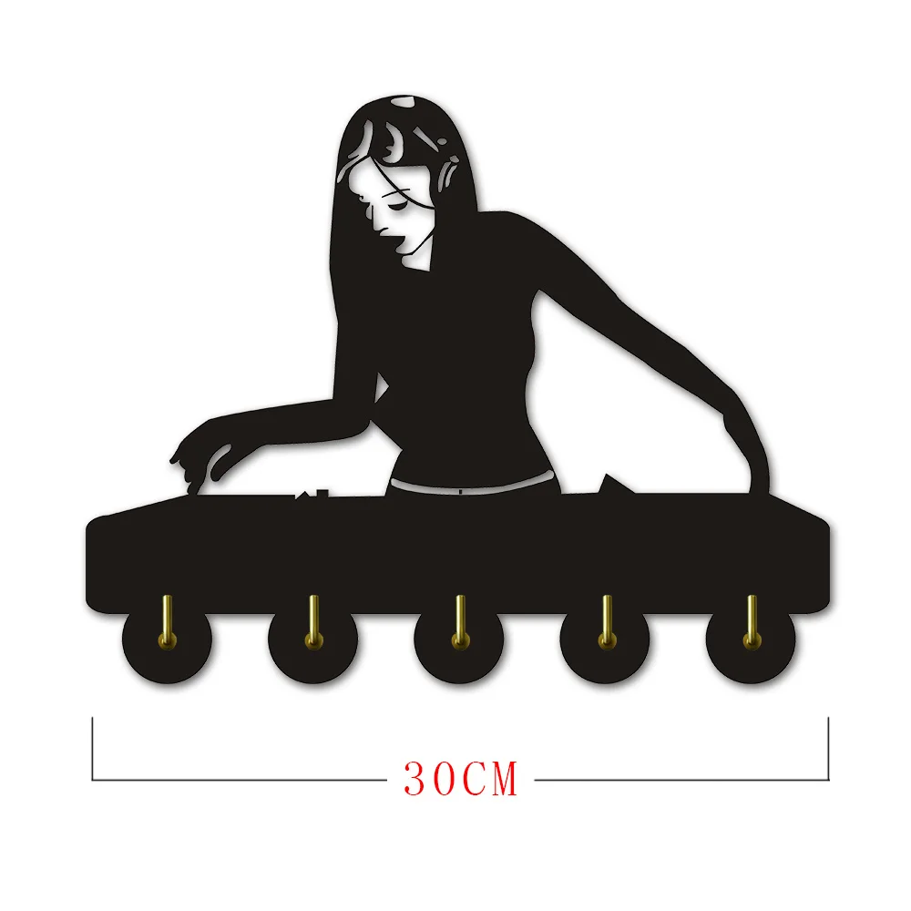 

Woman DJ Household Decor Hooks Music Multi-purpose Wall Coat Keys Handbags Clothes Hook Gift For Club Lover