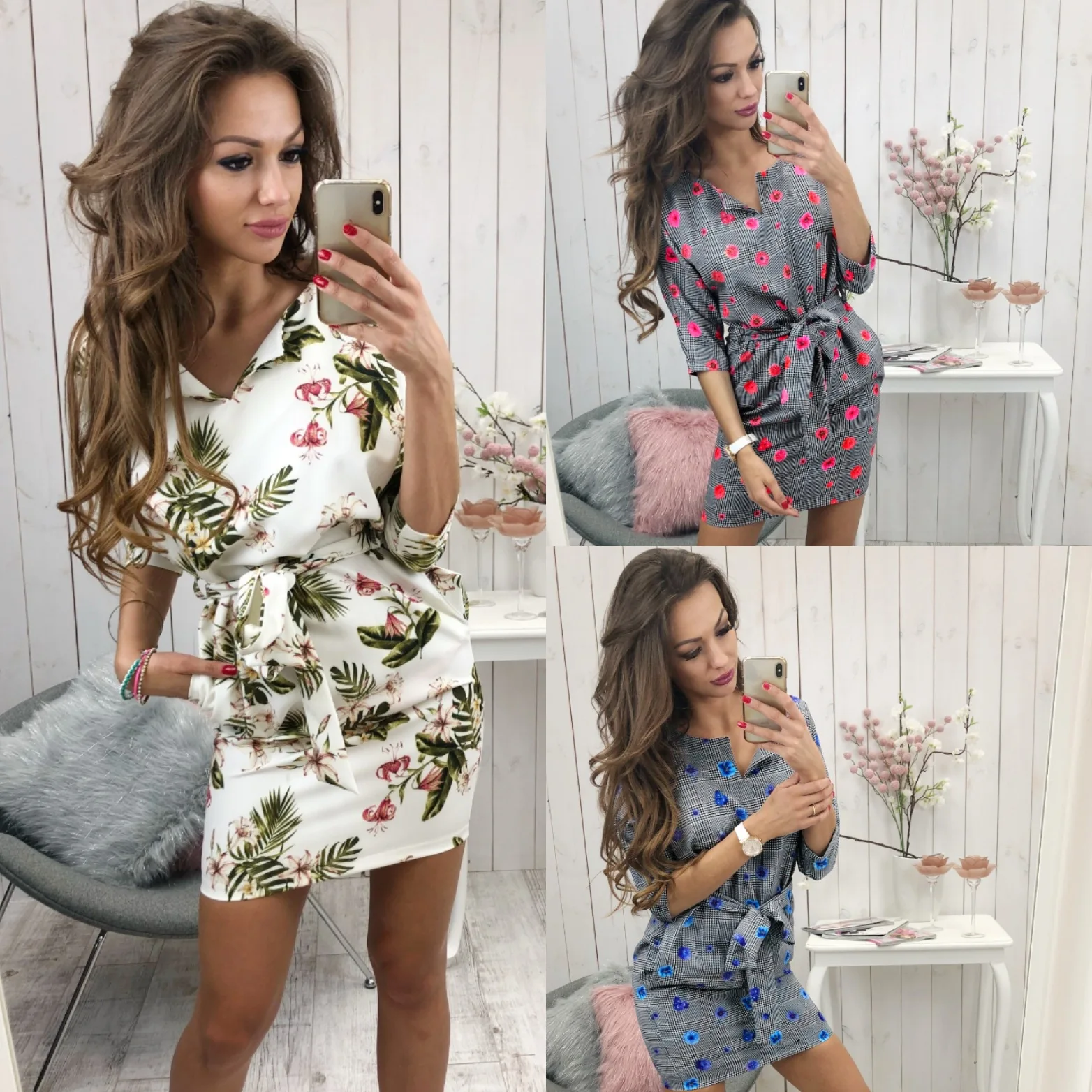 2019 летние женские платья сексуальные с v-образным вырезом три четверти рукав