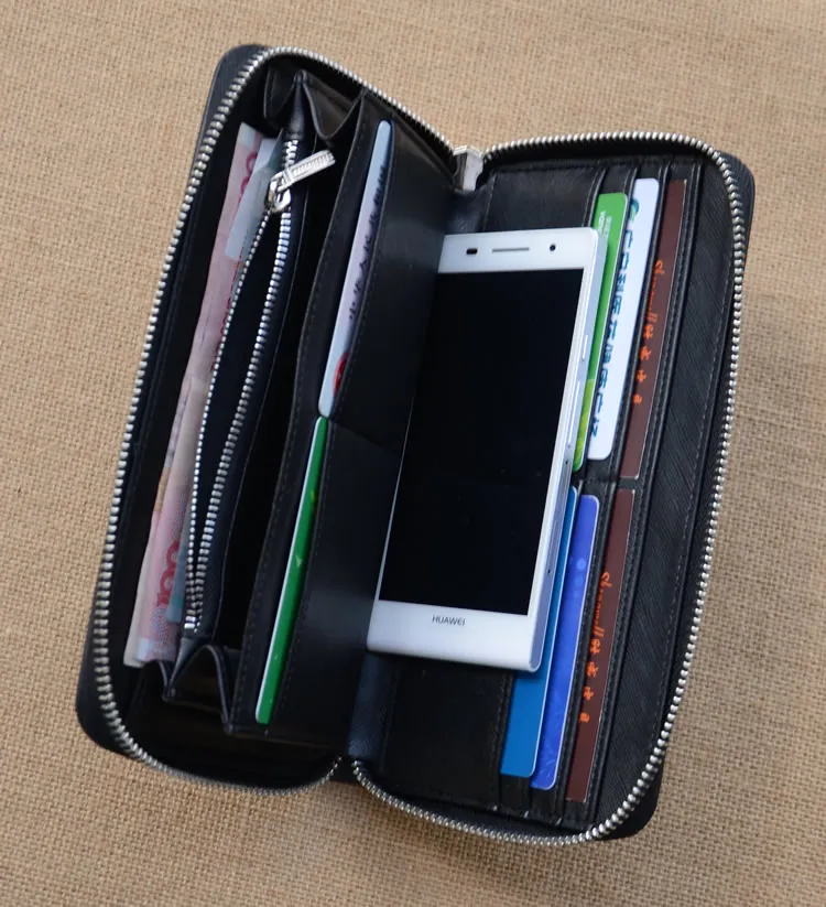 2 шт./лот 2016 Мужская Мода Молнии Бумажник Высокое качество Натуральная Кожа