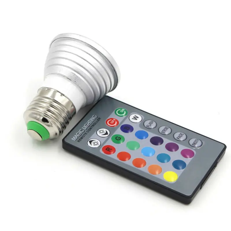 3 Вт E14 E27 RGB СВЕТОДИОДНАЯ Лампа Волшебная 16 цветов меняющаяся диммируемая