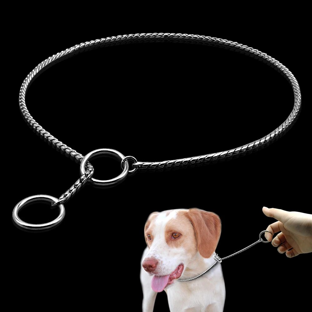 

Dog Training Collars Snake P Slip Choke Collar Metal Chain For Dogs Size XS S M Large XL Dogs