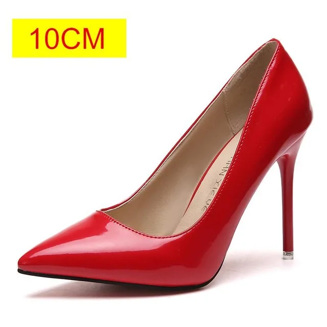 10cm Red Г. Популярная женская обувь Туфли-лодочки с острым носком модельные туфли из лакированной кожи водонепроницаемые мокасины на высоком каблуке свадебные туфли женская обувь 7 см/4 см - Цвет: 10cm Red