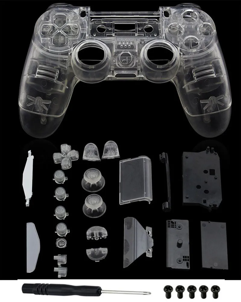 Carcasa completa para mando de PS4 V1, Kit de botones Mod para Playstation 4, Dualshock 4, reemplaza a PS4, transparente