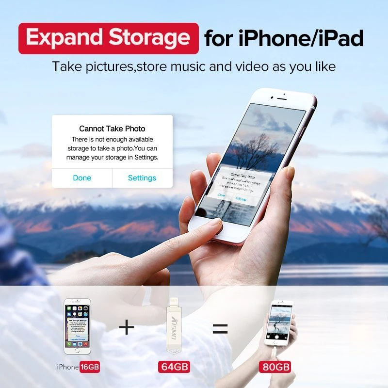 USB флеш накопитель Kismo OTG 32 128 ГБ для iPhone X 8 7 6 Plus 6S iPad Mini Air|USB флэш-накопители| |