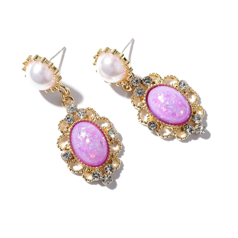 Junlead Fashion Korean Design Bohemian Hanging Statement Earring Boho Purple Gem Flower Drop Dangle Earrings for Women Jewelry | Украшения