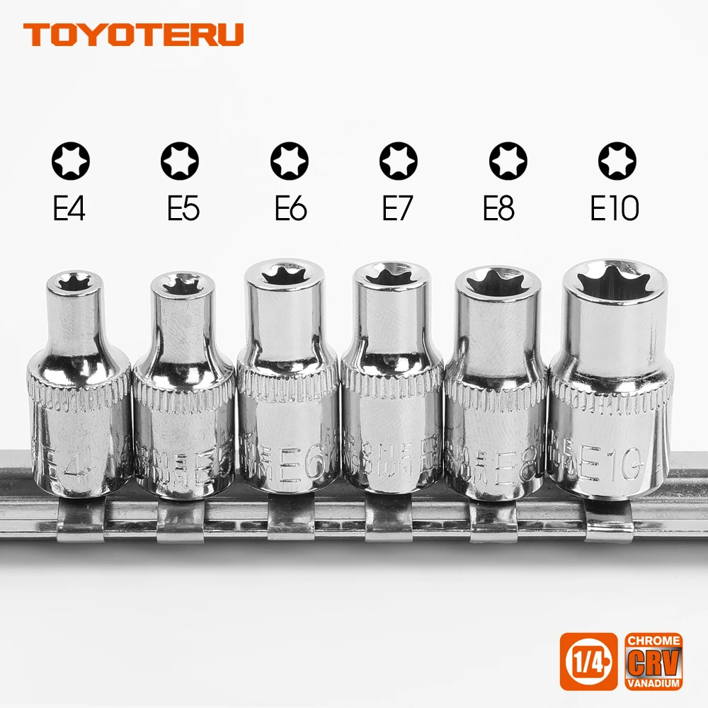 Новый 1/4 дюйма (6 3 мм) Torx Star Bit Female E Socket Set E4 E5 E6 E7 E8 E10 in Metal Rail|Гаечный ключ| |