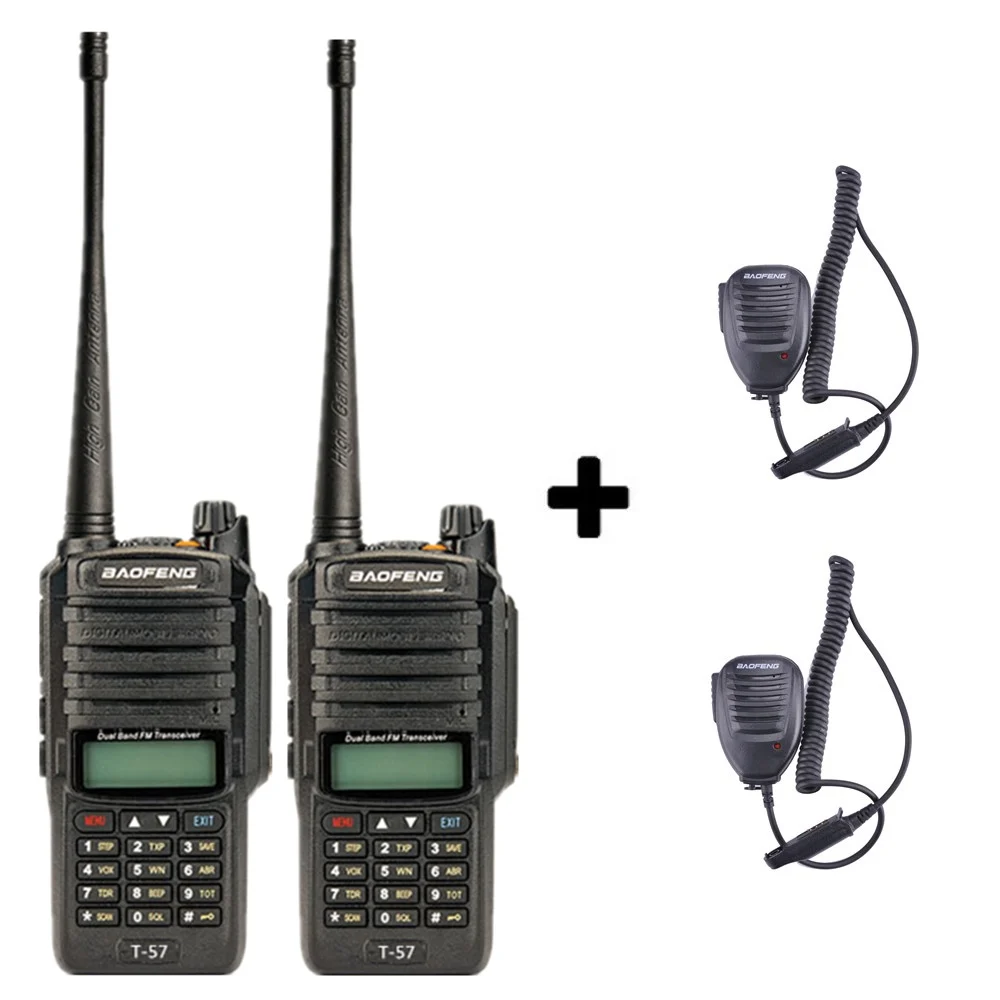 Add 2 mic speakers 2 шт. BaoFeng T-57 морской домофон Ip67 Водонепроницаемый рация Ham двухстороннее радио приемопередатчик портативный UV-9R Охота Woki Toki - Цвет: Add 2 mic speakers