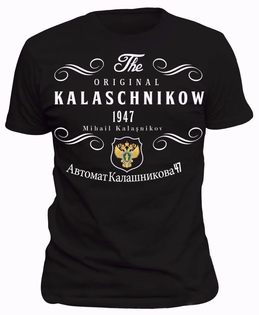 Gildan Newest Letter Print T Shirt Men Russia Russland Kalaschnikow Ak47 Youth Round Collar Customized Cool T-Shirts | Мужская одежда