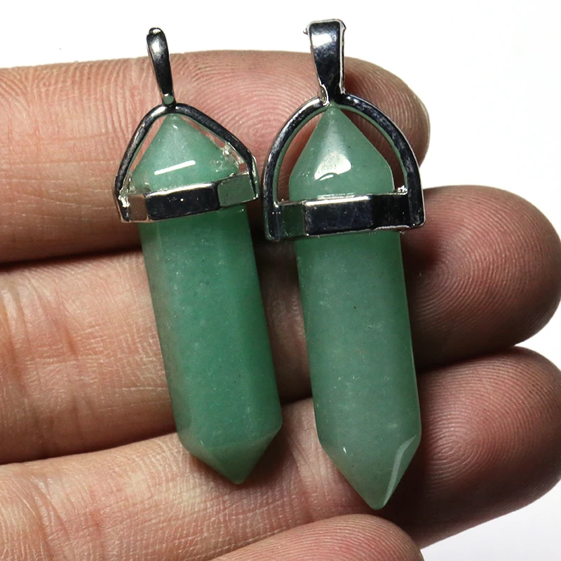 Ожерелье колонна из зеленого нефрита и кварца 1 шт.|Камни| |