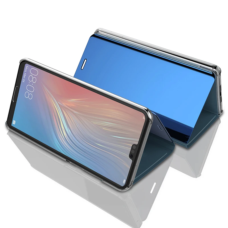 Note 9 чехол для телефона samsung Galaxy note s9 s8 plus зеркальный дизайн кожаный флип Подставка