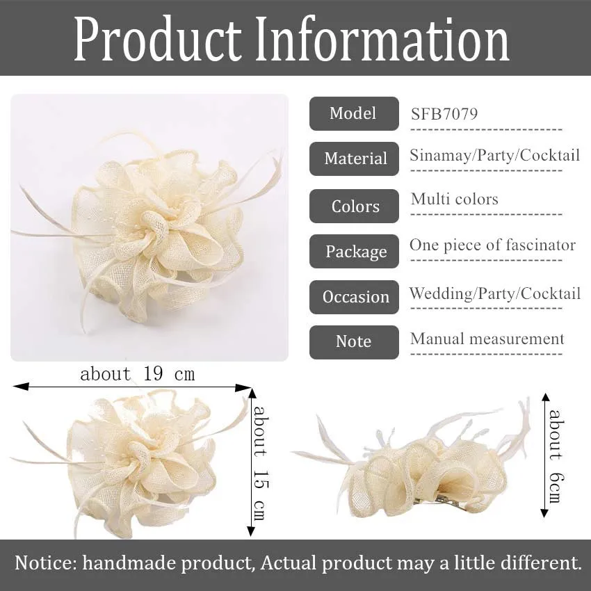 Леди Герл Свадебный головной убор с нитями, пером и брошью на зажиме SFB7079 96 штук/лот