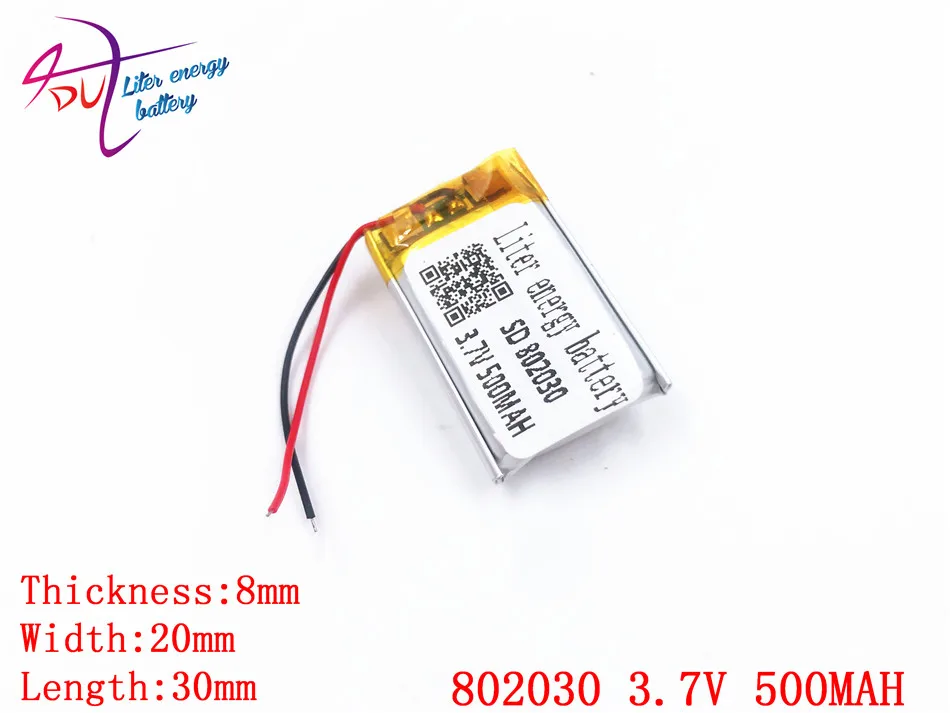 3 7 V 500 mAh 802030 литий-полимерный Li-Po литий-ионный Перезаряжаемые Батарея ячейки для