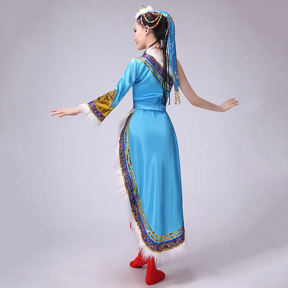 Костюм для танцев в тибетском стиле девочек традиционная одежда китайском
