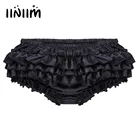 Мужское нижнее белье, мягкие блестящие атласные трусы с оборками в несколько рядов, Трусы-брифы, нижнее белье, сексуальные мужские трусы для геев, клубная одежда