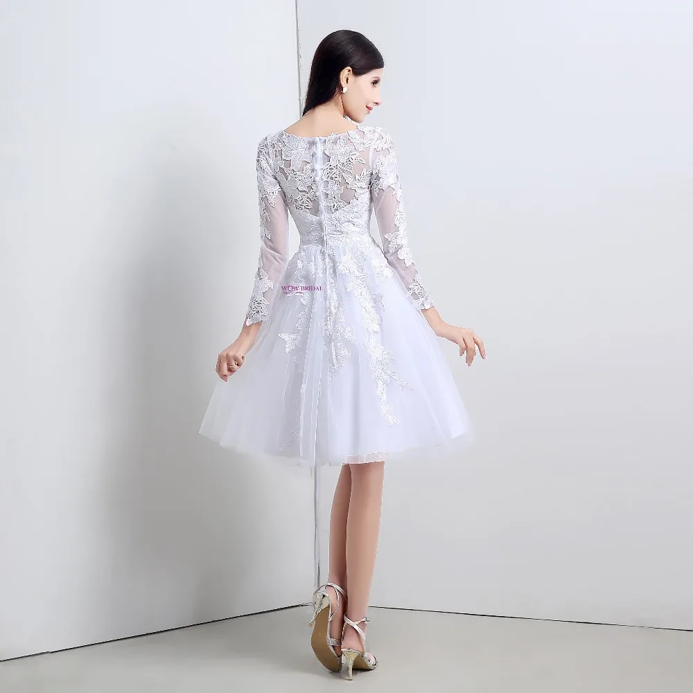 Wowbridal новинка 2021 белое платье с длинным рукавом для встречи выпускников